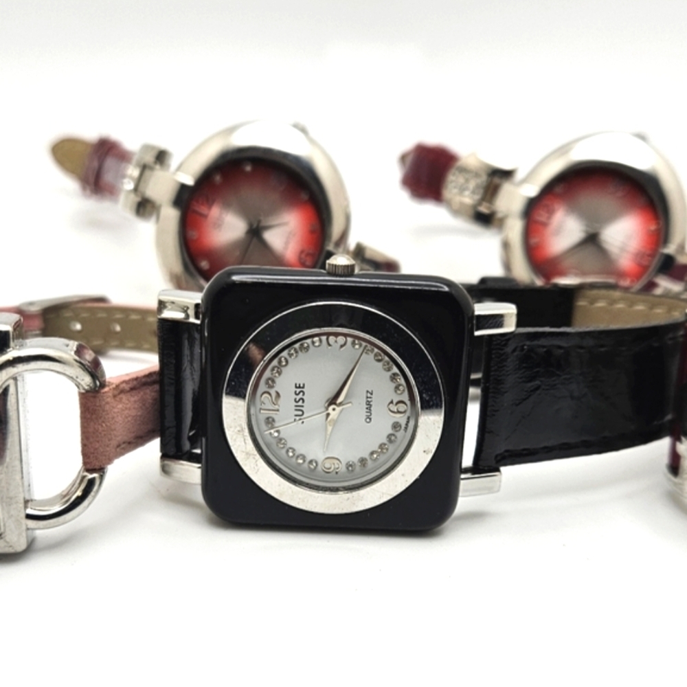 🟢3/$19🟢 SUISSE 5 piece Watch Collection Red Black Pink - Picture 3 of 6
